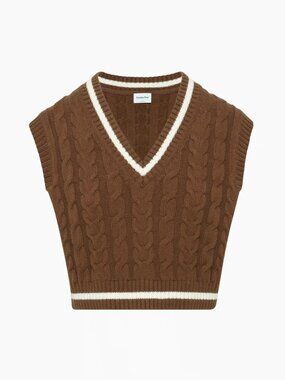 Sunday Best Winston Merino Wool Cable-Knit Sweater Vest Large